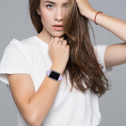 Image of Thin Silicone Band Compatible with Apple Watch 41mm 38mm 40mm 46mm 45mm 42mm 44mm, Slim Narrow Replacement Sport Strap Wristband for iWatch Series 11 10 9 8 7 6 5 4 SE Ultra 3 2 1 Women Men