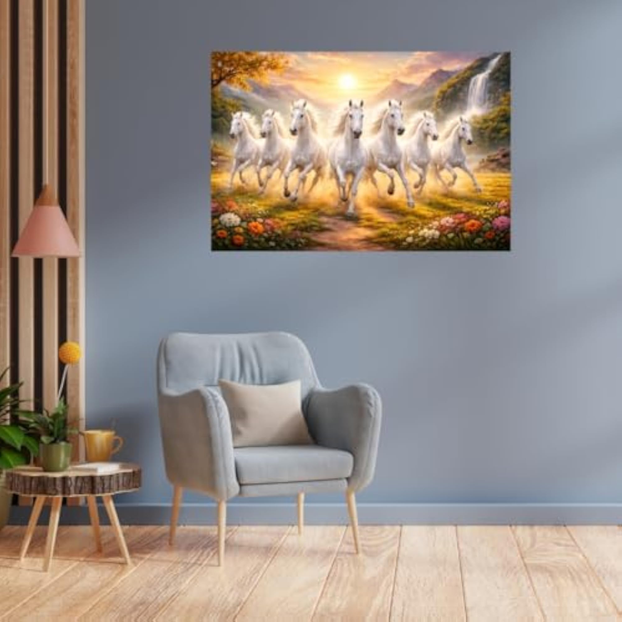 Running 7 White Horses Self Adhesive Wall Sticker