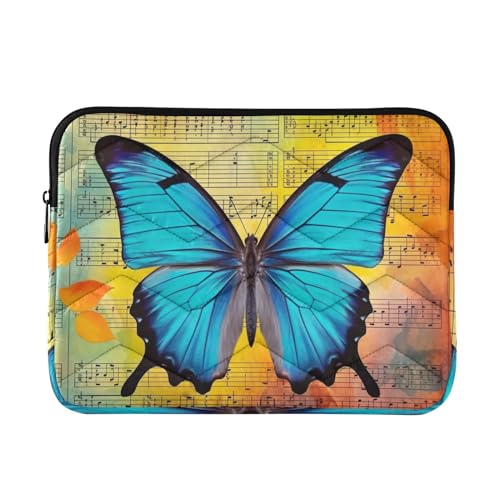 Funda para portátil de 13-14 pulgadas azul mariposa vintage