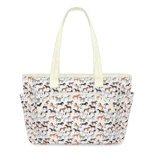 Sac fourre-tout léger matelassé à imprimé cheval avec zip