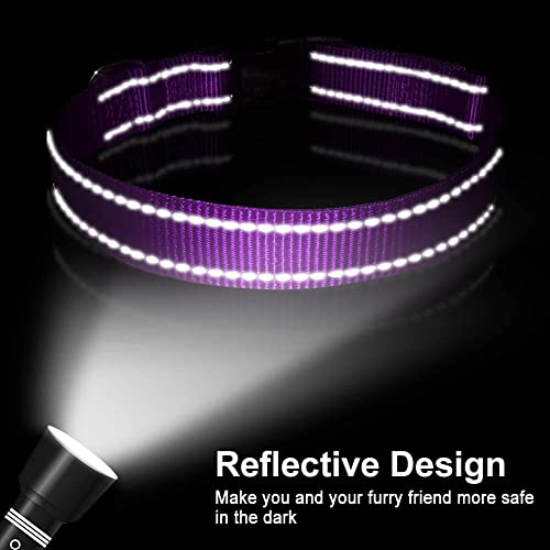 Funtags Reflective Dog Collar, Sturdy Nylon Collars For Large Girl And Boy Dogs, Adjustable Dog Collar With Quick Release Buckle, Purple #TOP5