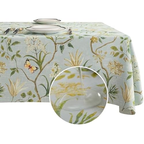 Rectangle Table Cloth,100% Waterproof Tablecloth Oil Proof Spill Proof Vinyl Table Cloth, Wipe Clean Plastic Table Cover for Dining, Camping, Indoor and Outdoor 52" x 70",Leaves