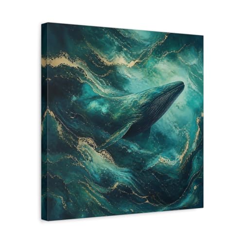 Décoration murale baleine or tableau abstrait salon 40x40