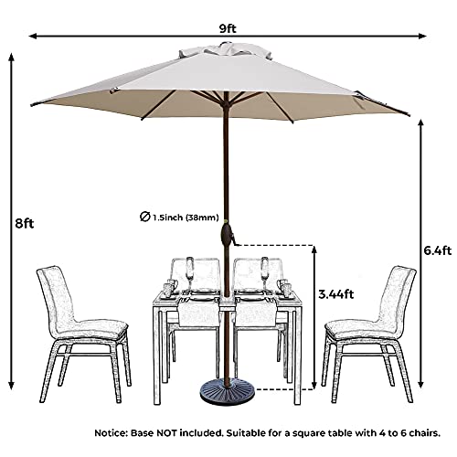 Abba Patio 9Ft Patio Umbrella Outdoor Umbrella Table Market Umbrella With Push Button Tilt And Crank For Garden, Lawn, Deck, Backyard & Pool, Beige #TOP6