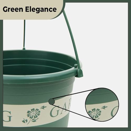 Image of UMAI Plastic Plant Pot|Indoor & Outdoor Plant Pot with Tray|Durable & Lightweight|Water Drainage Holes|Plastic Flower Pot for Patio, Garden, Home, & Office|Mini|Green