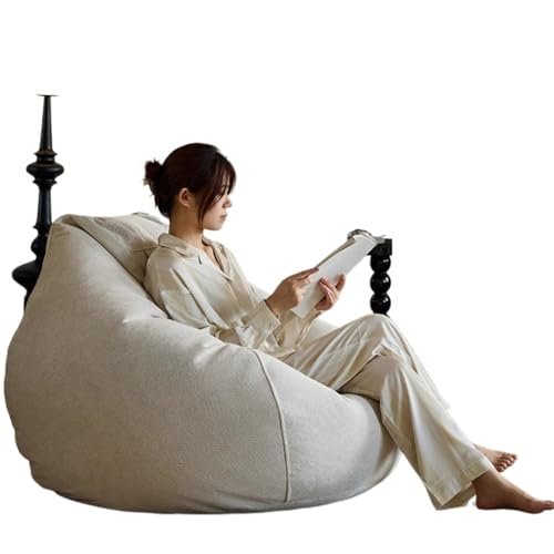 SHBHWS Funda de puf Suave y Gruesa sin Relleno en el Interior para Relajarse en Interiores y Exteriores(Beige White,D70cm-2.3ft-Cover)