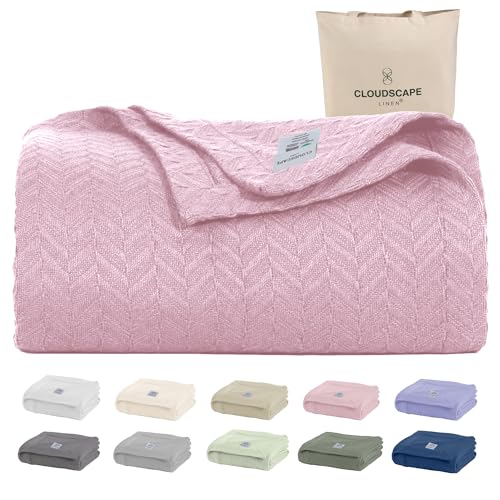 CLOUDSCAPE 100% Cotton King Size Blanket - Herringbone Weave -