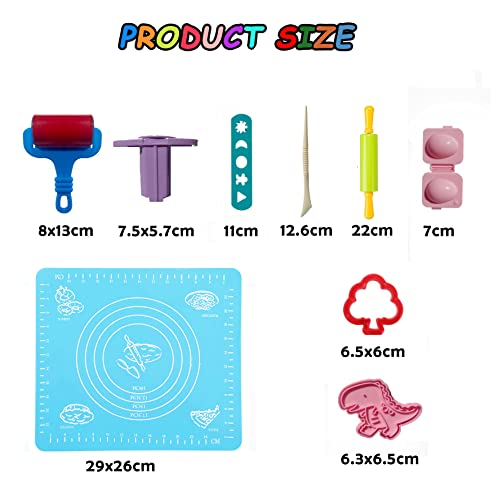 Funbero Clay Accessory Set, 29 Pieces, Includes Tools, Moulds, Rolling Pin, Kneading Mat for Children Aged 3+ Years - Image 2