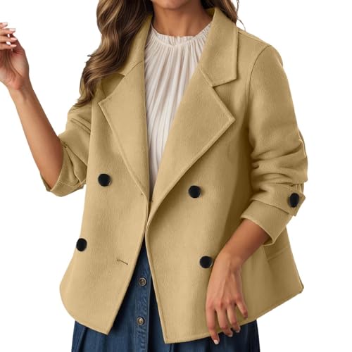 Manteau court croisé en mélange de laine veste d'automne et trench chic quotidien