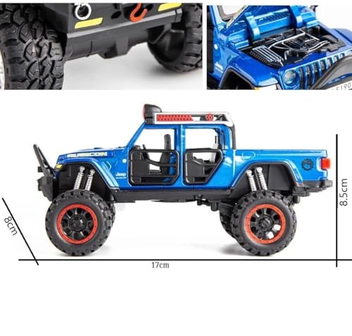Image of New 1:32 Rubicon Diecast Alloy Metal Pull Back Car with Openable Doors Music Sound and Light Vehicle Toy Car for Kids Boys