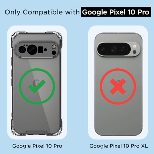 Image of Amazon Basics Back Cover for Google Pixel 10 Pro PC + TPU Clear Transparent Raised Edges Shockproof Protective Phone Bumper Case(Transparent)
