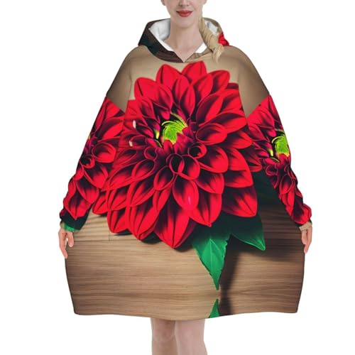 Couverture à capuche dahlia rouge le cadeau d'hiver idéal pour adultes