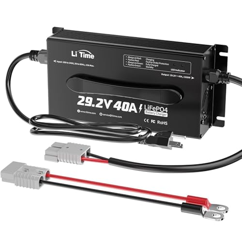 LiTime 24V (29.2V) Lithium Battery Charger 40A Smart AC-DC Fast Charger with Anderson Connector & LED Indicator Portable Mountable Charger for 24 Volt LiFePO4 Batteries Ideal for RV Home Off-Grid