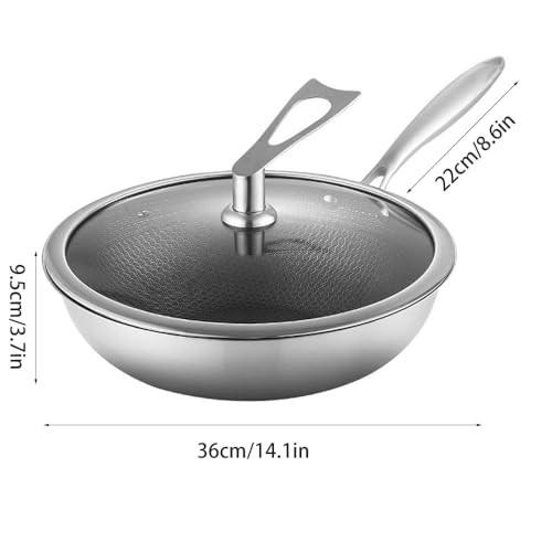 Wok antiadherente de 14.1 pulgadas con tapa de acero miniatura 2