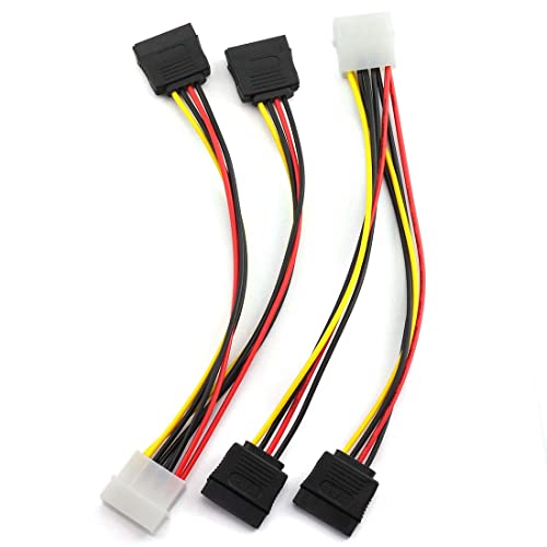 Image of LipiWorld 4 Pin Molex to 15 Pin Female Dual SATA Power Copper Serial ATA Adapter Y-Cable Hard Drive Extension Cable 4Pin to Dual Sata Female (Pack of 2)