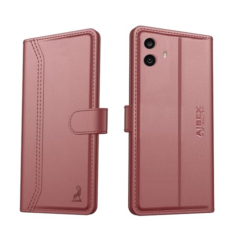 Image of AIBEX Compatible for CMF by Nothing Phone 1 5G Flip Cover Leather Finish with Magnatic Closure | Inside TPU with Card Pockets | Wallet Stand | Complete Protection Flip Case - Brown