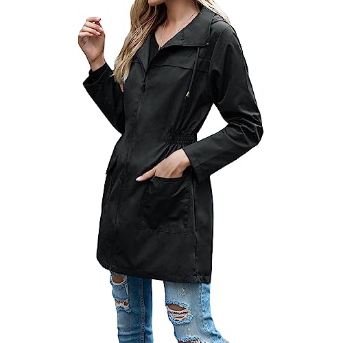 Chaqueta de lluvia impermeable para mujer con capucha y función cortavientos activa 4