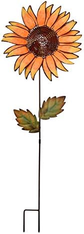 Attraction Design Flower Garden Stake Decorative Flower Yard Stake, Sunflower Decor Metal Yard Art Decor Outdoor Garden Decoration for Patio Porch Lawn Pathway Backyard 12.2" W x 1" D x 36" H