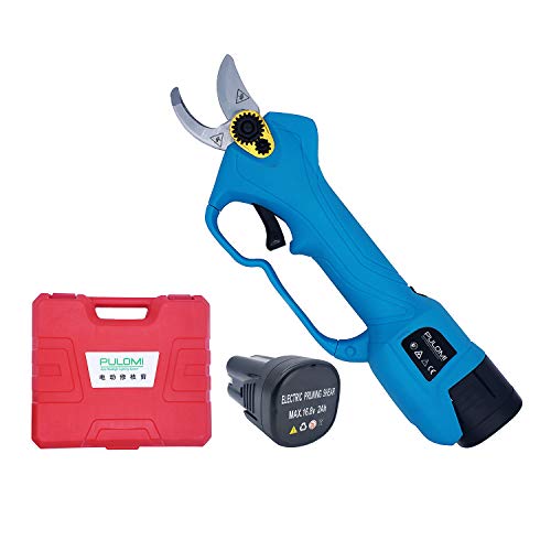 Professional Cordless Electric Pruning Shears with 2 Pack Backup Rechargeable 2Ah Lithium Battery Powered Tree Branch Pruner, 28mm (1.1 Inch) Cutting Diameter, 3-4 Working Hours (Blue)
