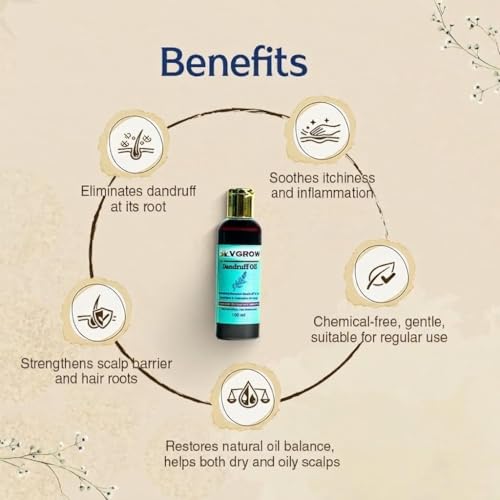 Image of VGROW Natural Dandruff Oil, Ayurvedic Hair Treatment, 100 ml