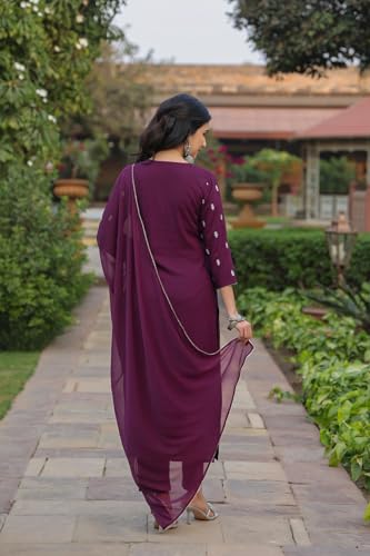 Kurta bordeaux de qualité supérieure en coton avec pantalon et dupatta finitions soignées S - 2