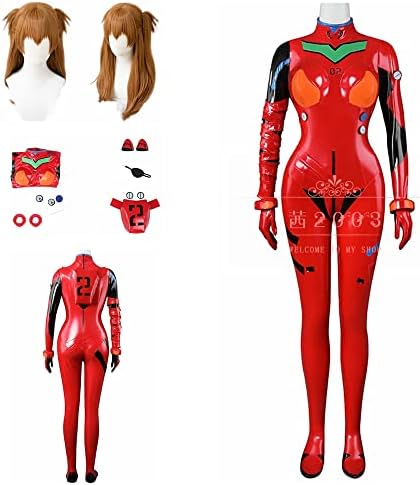 PAMEENCOS] コスプレ衣装＋ウィッグ 飾り付き 式波・アスカ