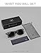 LUENX Square Retro Men Polarized Sunglasses 80s Classic Trendy Stylish Black Lens Glossy Black Frame