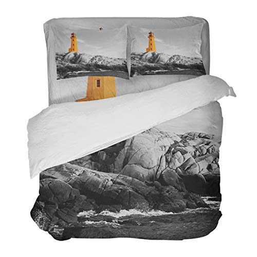 4-Pieces-Duvet-Cover-Sheet-Set-Yellow-Lighthouse-and-Rock-Bedding-Sets-Queen-Luxury-Soft-Bed-Quilt-Cover-Bedspread-with-Decorative-Pillowcases-Coastal-Scenery 41lth5C9gwL