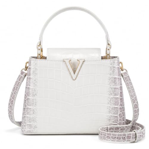 Image of TRBSXRT Small Satchel Bag for Women - Crocodile Leather Purse Classic Crossbody and Shoulder Bag