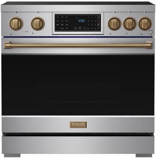 Gordon Ramsay by THOR Kitchen 36 Inch Professional Freestanding Induction Range in Stainless Steel and Bronze