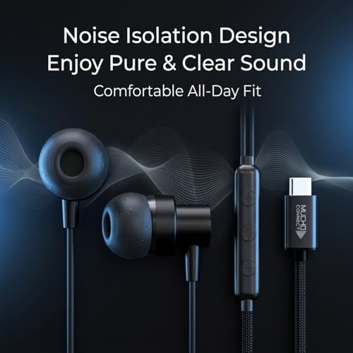 Image of Magnetic Wired Type C Headphones with HD Mic,Comfortable Fit,13mm Bass Driver, Tangle-Free Braided Cable,in-Line Controls,Premium Metal C Pin Earphones for Samsung,OnePlus,Realme,Xiaomi