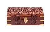 storeindya Jewelry Box Novelty Item, Unique Artisan Traditional Hand Carved Jewelry Box From India (Design 10)