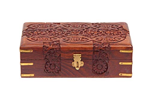 storeindya STORE INDYA Jewelry Box with Unique Artisan Traditional Hand Carved Design