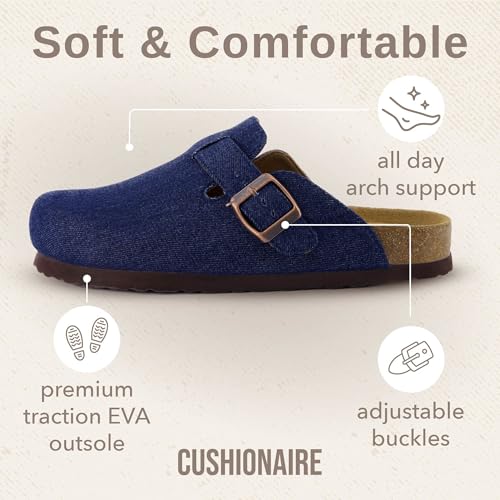 Image of CUSHIONAIRE Hana Womens Clogs | Comfortable Vegan Suede Clogs for Women | Slip On Potato Shoes with Cork Footbed & Arch Support | Memory Foam, Wide Widths Available