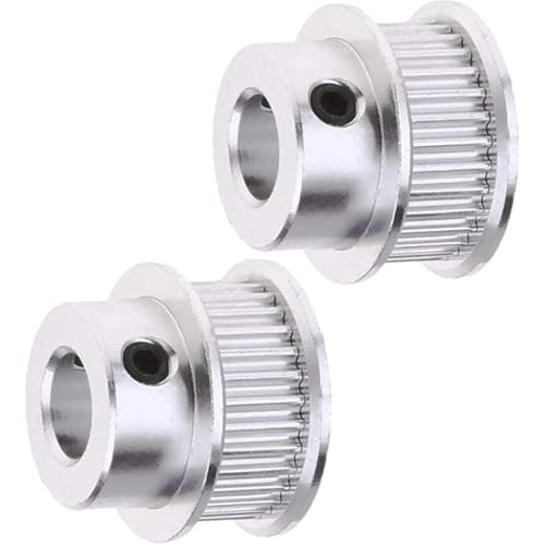 LICTOP 2pcs GT2 30 Teeth 8mm/0.31" Bore 6mm/0.24" Width Timing Belt Pulley Flange Synchronous Wheel for 3D Printer (30T-