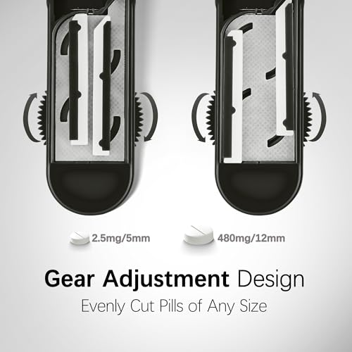 Image of Pill Cutter Splitter for Small and Tiny Pills, Pill Splitter for Multiple Pills at a Time with Centering Device and Stainless Steel Blade (Black)