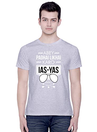 Image of CreativiT Graphic Printed T-Shirt for Unisex Abey padhai likhai karo IAS-YAS Bano Tshirt | Casual Half Sleeve Round Neck T-Shirt | 100% Cotton | D00609-445