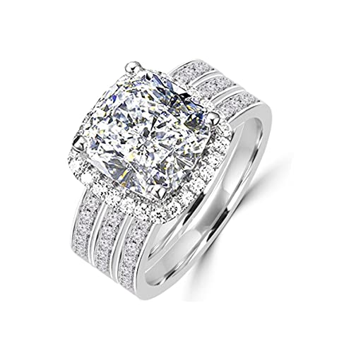 Anillo cojín de 2 quilates de alta joyería Diamonbella bañado en platino 3