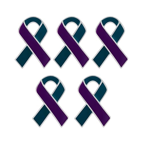 Image of Suicide Awareness and Prevention Pin - Bulk Packs - Variety Pack of Teal & Purple Ribbon Pin Perfect for Support Groups, Gift-Giving and Fundraising