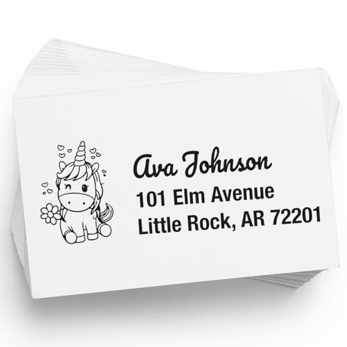 Majestic Mysticwind Unicorn Duo Hand Return Address Stamp - Personalized