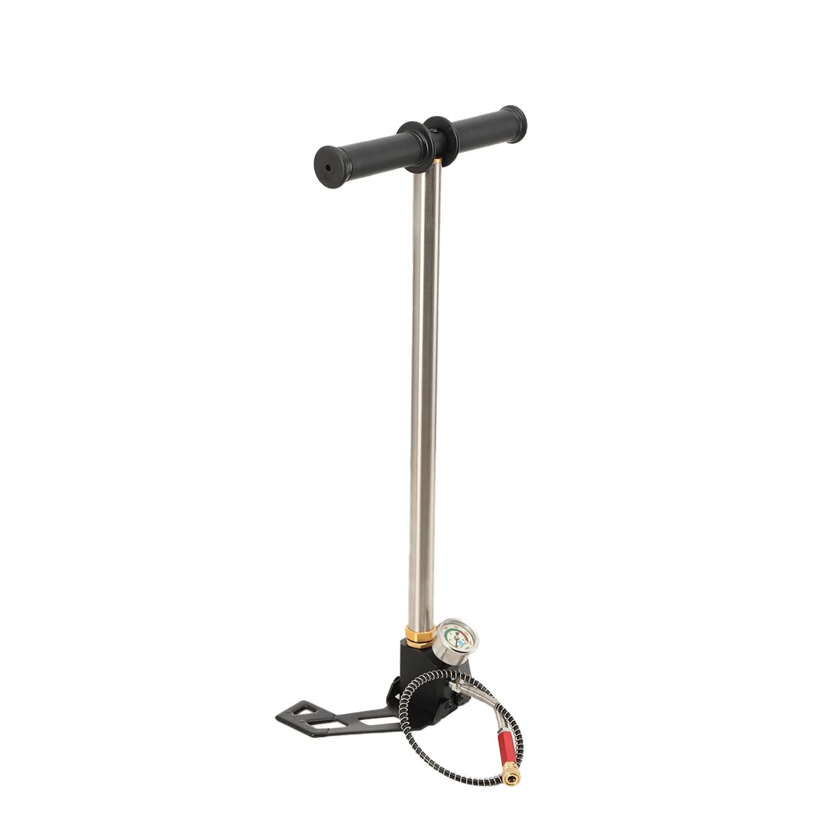 Bomba de Aire 4500 PSI, Bomba Manual de Alta Presión de 3 Etapas Inflador de Aire de Bomba con Manómetro, Bomba de Mano de Acero Inoxidable para Bicicleta, Plegable
