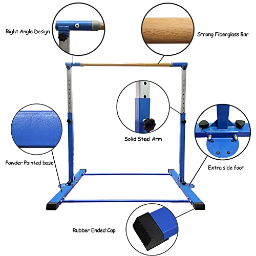 Bybag Expandable Gymnastics Kip Bar,Horizontal Bar For Kids For Girls,No Wobble Gymnastic Equipment For Home Training,3' To 5' Adjustable Height,Gymnasts 1-4 Levels,300 Lbs Weight Capacity #TOP2