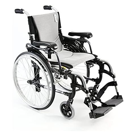 Karman Healthcare S-305 29 lbs Ultra Light Ergonomic Wheelchair with Removable Footrest and Quick Release Wheels Silver Color Cover