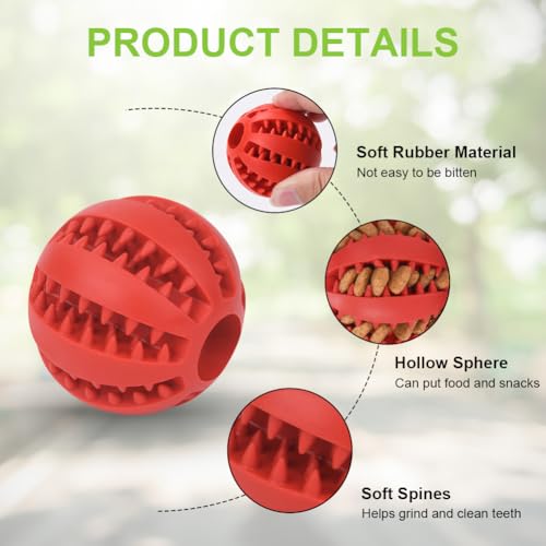 flintronic 4 Stück Hundeball, Naturgummi Hundespielzeug mit Minzgeschmack Ø 5cm, Kauspielzeug aus Naturgummi, Hundezahn Reinigungs Spielzeugball, interaktives Hundespielzeug für Große & Kleine Hunde