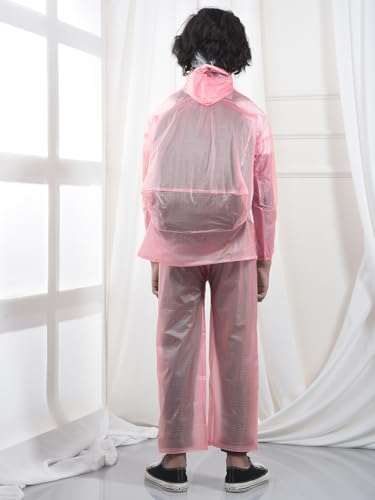 Image of Dollar Kids Waterproof PVC Raincoat Jacket & Pant Set | Zipper & Button Closure | Adjustable Hood & Pocket | Lightweight Full Body Rainwear Suit for Boys & Girls