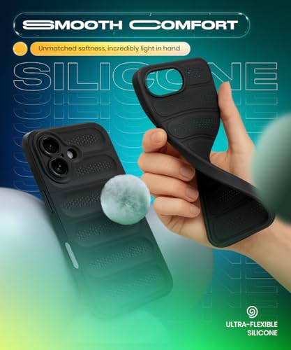 Image of WOW IMAGINE Ultimate Silicone Back Cover Case for iPhone 17 | Heat Dissipation Thin Soft TPU | 360 Camera Protection | Breathable Cooling Holes - Pitch Black