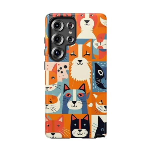 Coque Samsung S25 Ultra résistante motif chat coloré avec revêtement brillant anti-rayures