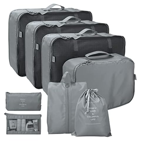MI CASA Koffer Organizer Set 8-teilig Packing Cubes for Suitcase, Wasserdicht Kofferorganizer Packtaschen Set Cover