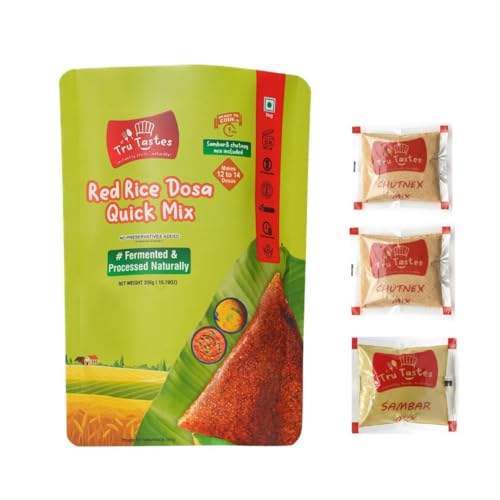 Image of Tru tastes Dosa Quick Mix - Breakfast Mix | Quick Breakfast | Instant Ready to Cook Mix | Ready-To-Make South Indian Breakfast (Red Rice Dosa)