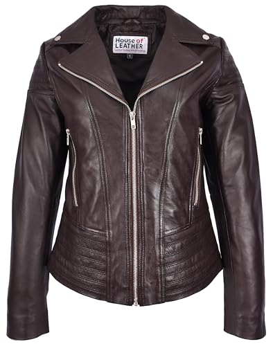 Veste de motard en cuir véritable femme Emily coupe ajustée confortable
